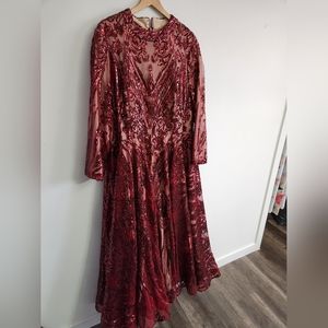 18W stunning sequin rich burgandy gown
